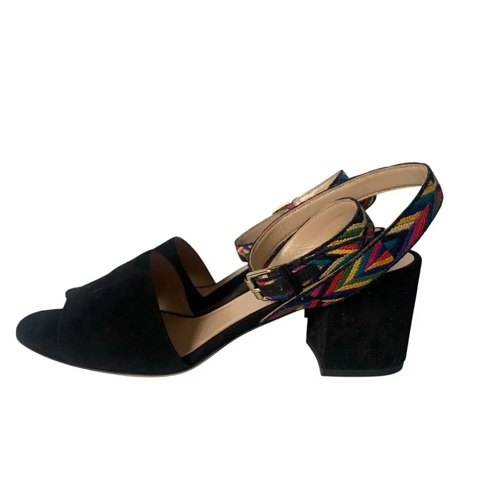 NEW IN BOX VALENTINO Native Couture EMBROIDERED ankle STRAP suede city SANDALS S